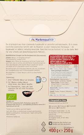 Pasta a base di radice di konjac bio dmBio