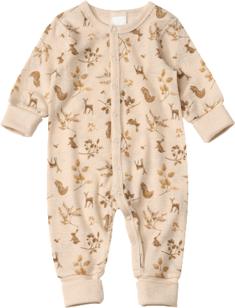 Schlafanzug aus Wolle mit Mitwachsfunktion & Waldtier-Muster, Gr. 98/104 ALANA