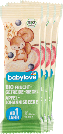 Fruchtriegel Getreide Apfel-Johannisbeere ab 1 Jahr (4 x 25g) babylove