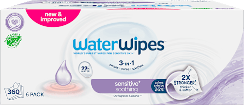 Detské vlhčené utierky sensitive Soothing Clean 3-in-1 (6x60) WaterWipes
