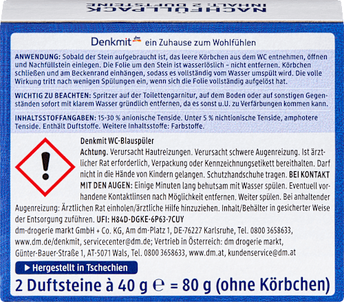 Čvrsti osvježivač WC školjke 2 x 40 g - dopune Denkmit