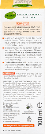Masažno olje z vonjem bio mandarine in bio cedrovine  alverde NATURKOSMETIK