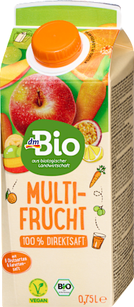 Bio vegyesgyümölcslé gyümölcsvelővel és sárgarépalével dmBio