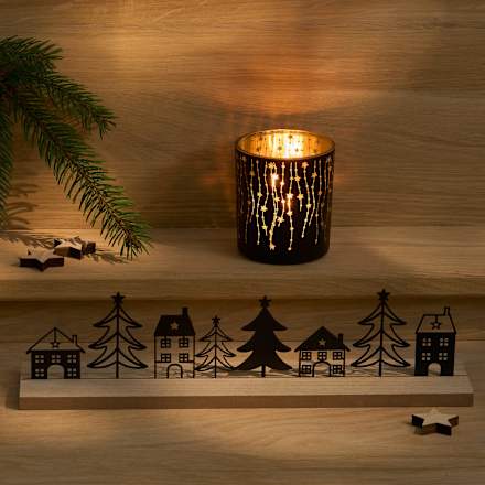 Aufsteller Häuserreihe aus Metall, schwarz Dekorieren & Einrichten