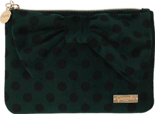 Toaletna torbica – temno zelena s pikami Camomilla