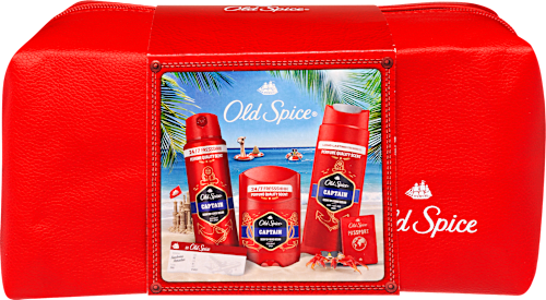Deo spray, deo stift és tusfürdő ajándékcsomag neszesszerben Old Spice