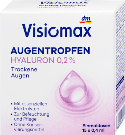 Gocce oculari monodose con acido ialuronico 0,2 %, 15 x 0,4 ml visiomax