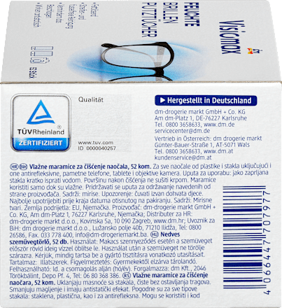 vlhčené ubrousky na čištění brýlí visiomax