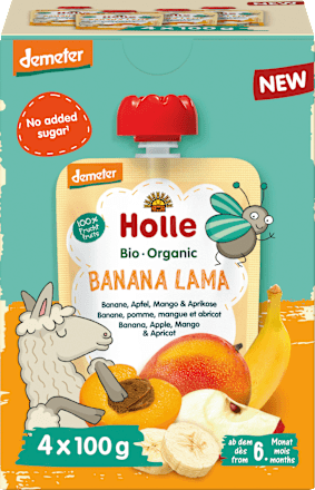 Quetschie Banana Lama Banane, Apfel, Mango & Aprikose ab dem 6. Monat Holle