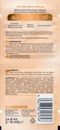 Maschera viso rigenerante latte e miele Balea