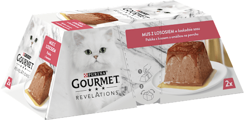 Revelations paštika pro kočky s lososem a omáčkou 2x57g PURINA GOURMET
