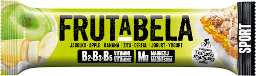 Sadno žitna rezina Sport z okusom jabolka, banane, žit in jogurta FRUTABELA