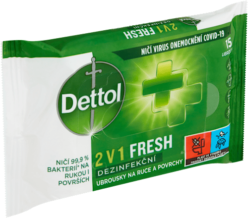 dezinfekční ubrousky 2 v 1 Fresh na ruce a povrchy Dettol