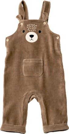 Latzhose aus Ripp-Velours & mit Bären-Motiv, braun, Gr. 80 ALANA