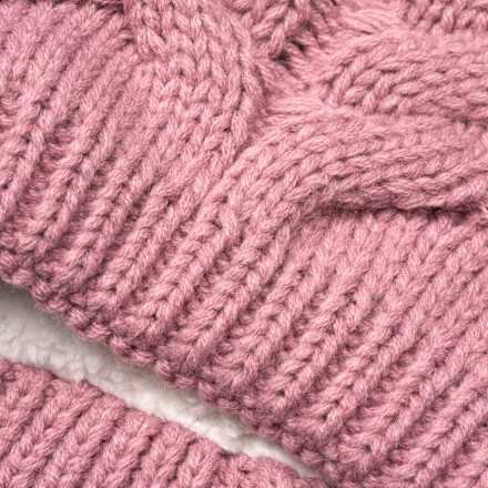 Loop Schal aus Strick mit Teddyfutter, rosa PUSBLU