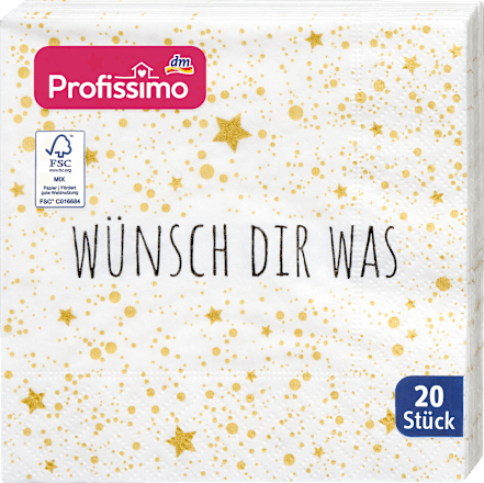 Servietten "Wünsch dir was" 25x25cm Profissimo