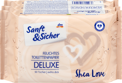 Vlhčený toaletný papier Deluxe Shea Love - 3x50 Sanft&Sicher
