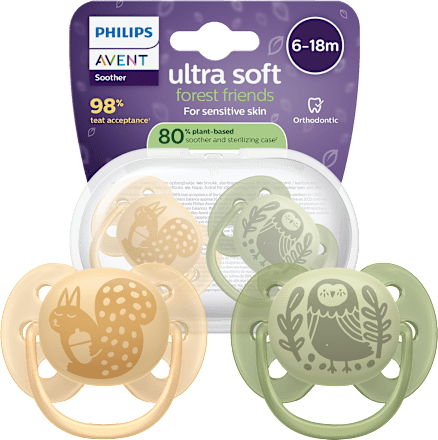 Smoczek uspokajający Ultra Soft 6-18m, neutral PHILIPS AVENT