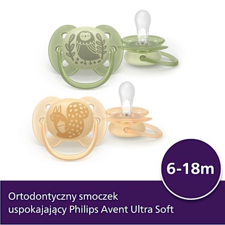 Smoczek uspokajający Ultra Soft 6-18m, neutral PHILIPS AVENT
