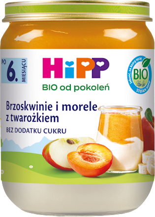 Brzoskwinie i morele z twarożkiem BIO, po 6. miesiącu HiPP