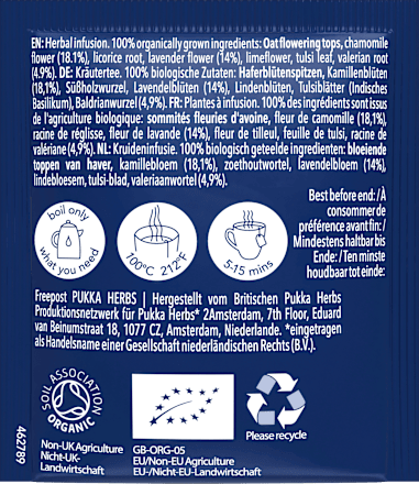 Kräutertee "Night Time" mit Kamille, Lavendel & Baldrian (20 Beutel) pukka