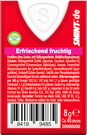 Pastillen, Waldfrucht, zuckerfrei Smint