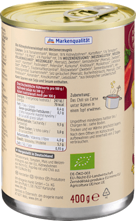 Eintopf Chili sin Carne mit Kidneybohnen & Weizenhack dmBio