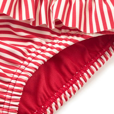 Schwimmwindel mit Rüschen & Ringel-Muster, rot & weiß, Gr. 74/80 PUSBLU