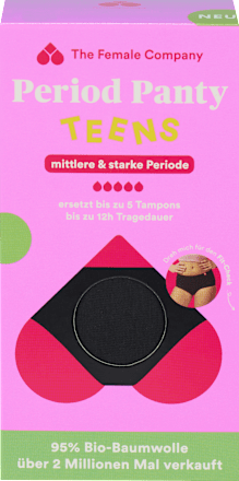 Periodenunterwäsche Teens Hipster Schwarz, Gr. 170 The Female Company
