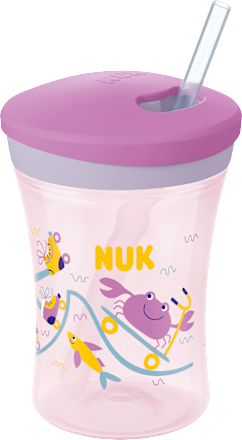 Strohhalmbecher Action Cup rosa 12+ Monate 230 ml NUK