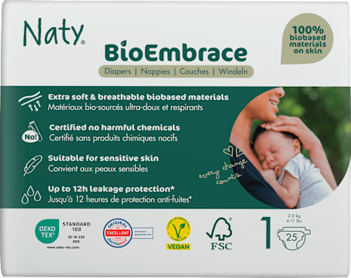Windeln BioEmbrace Gr. 1 (2-5 kg) Naty
