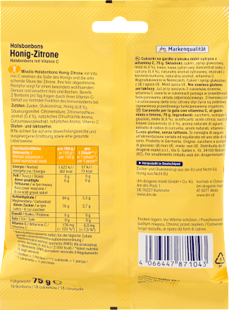 Méz és citrom ízű torokcukorka, C-vitaminnal Mivolis