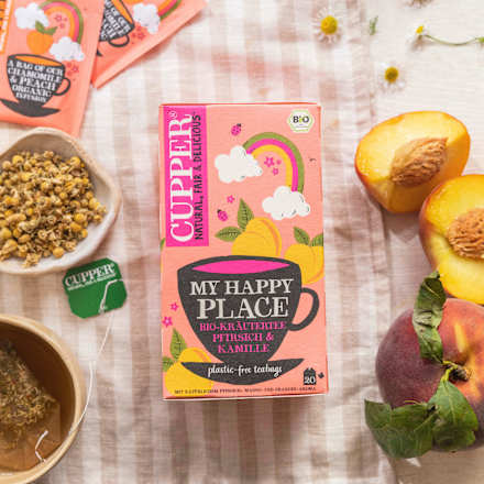 Kräutertee "My Happy Place" mit Pfirsich & Kamille (20 Beutel) Cupper