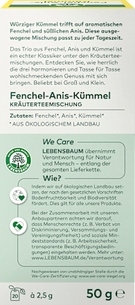 Kräutertee Fenchel-Anis-Kümmel (20 Beutel) LEBENSBAUM