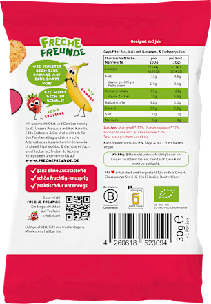 Kindersnack Knusper-Herzchen Banane & Erdbeere, ab 1 Jahr  Freche Freunde