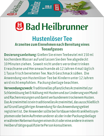 Arzneitee, Hustenlöser Tee (8 Beutel) Bad Heilbrunner