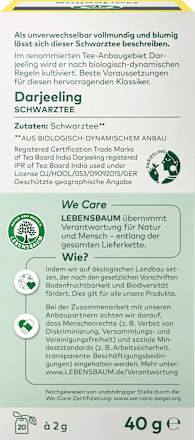 Schwarzer Tee Darjeeling (20 Beutel) LEBENSBAUM