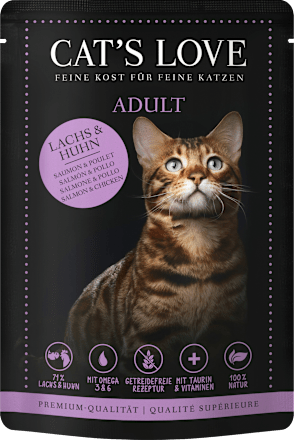 Nassfutter Katze mit Lachs & Huhn in Gelee CAT'S LOVE
