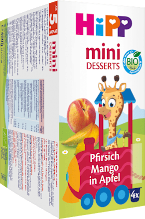 Früchte Mini Desserts Pfirsich in Apfel ab dem 5.Monat (4x100 g) HiPP