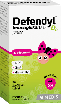 Imunoglukan P4H® D3 junior prehransko dopolnilo za odpornost Defendyl