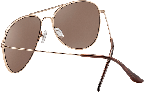 Sonnenbrille Erwachsene, Pilotenbrille mit goldenem Gestell, braun getönte Gläser SUNDANCE