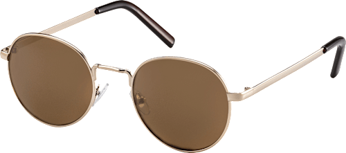 Sonnenbrille Erwachsene, goldfarbenes Metallgestell, runde braun getönte Gläser SUNDANCE