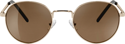 Sonnenbrille Erwachsene, goldfarbenes Metallgestell, runde braun getönte Gläser SUNDANCE