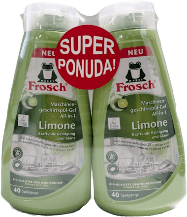 Gel za strojno pranje posuđa – miris limete, doupack, 2 x 650 ml Frosch