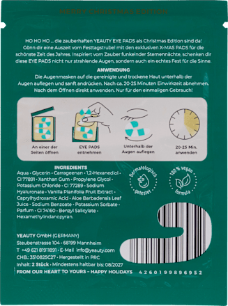 Augenpads X-Mas Candy Stange Aloe Vera & Vanilla (1 Paar) Yeauty