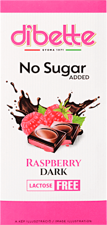 Málnaízű krémmel töltött étcsokoládé, laktózmentes Dibette