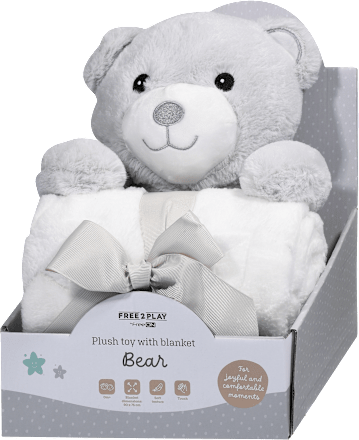Plišasti medvedek z odejico free Play