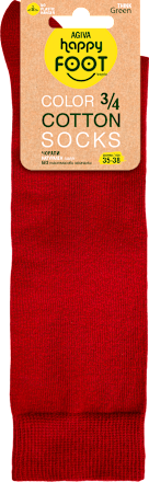 Памучни чорапи 3/4, червени, размер 35-38 happy FOOTtopia