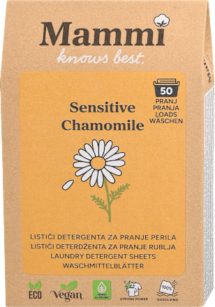Detergent v lističih za pranje perila Sensitive Chamomile Mammi