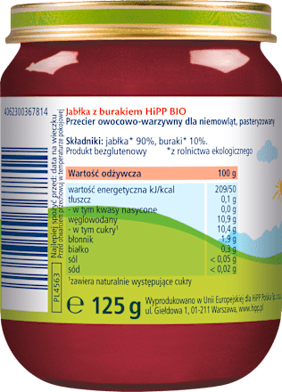 Jabłka z burakiem BIO, po 5. miesiącu HiPP